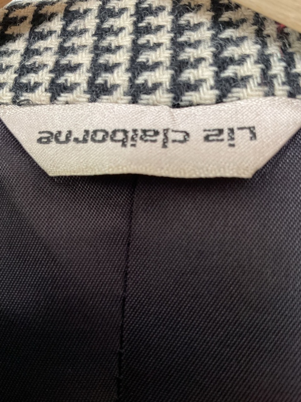 Liz Claiborne Houndstooth Blazer Women Size 4 Wool Blend Classic Jacket - Picture 7 of 10